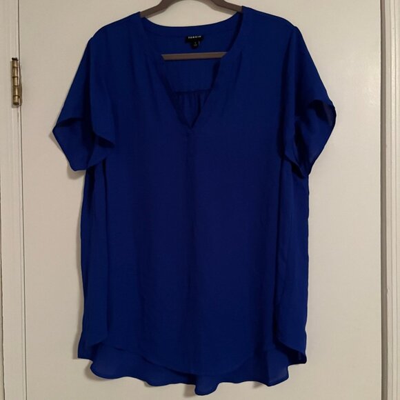 Torrid Tops - Torrid Size 1 Royal Blue Georgette Short Sleeve Blouse